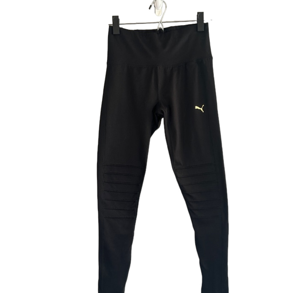 Puma Black Moto Athletic Casual Edgy Everyday Wear Leggings Women Sz S